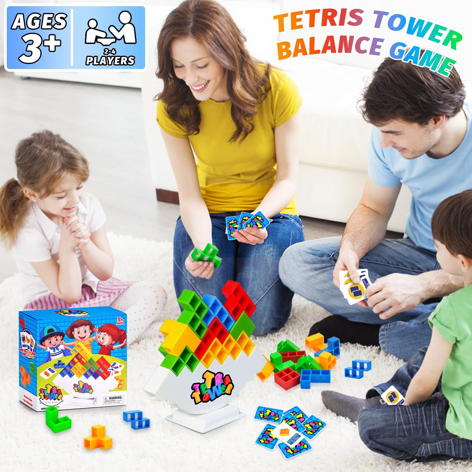 Jadyon 64 Pcs gioco per bambini, Tetra tower, Gioco Stack Attack Giocattolo Impilabile, Montessori Giochi Tower Balance Game Regalo per Bambini e Adulti.