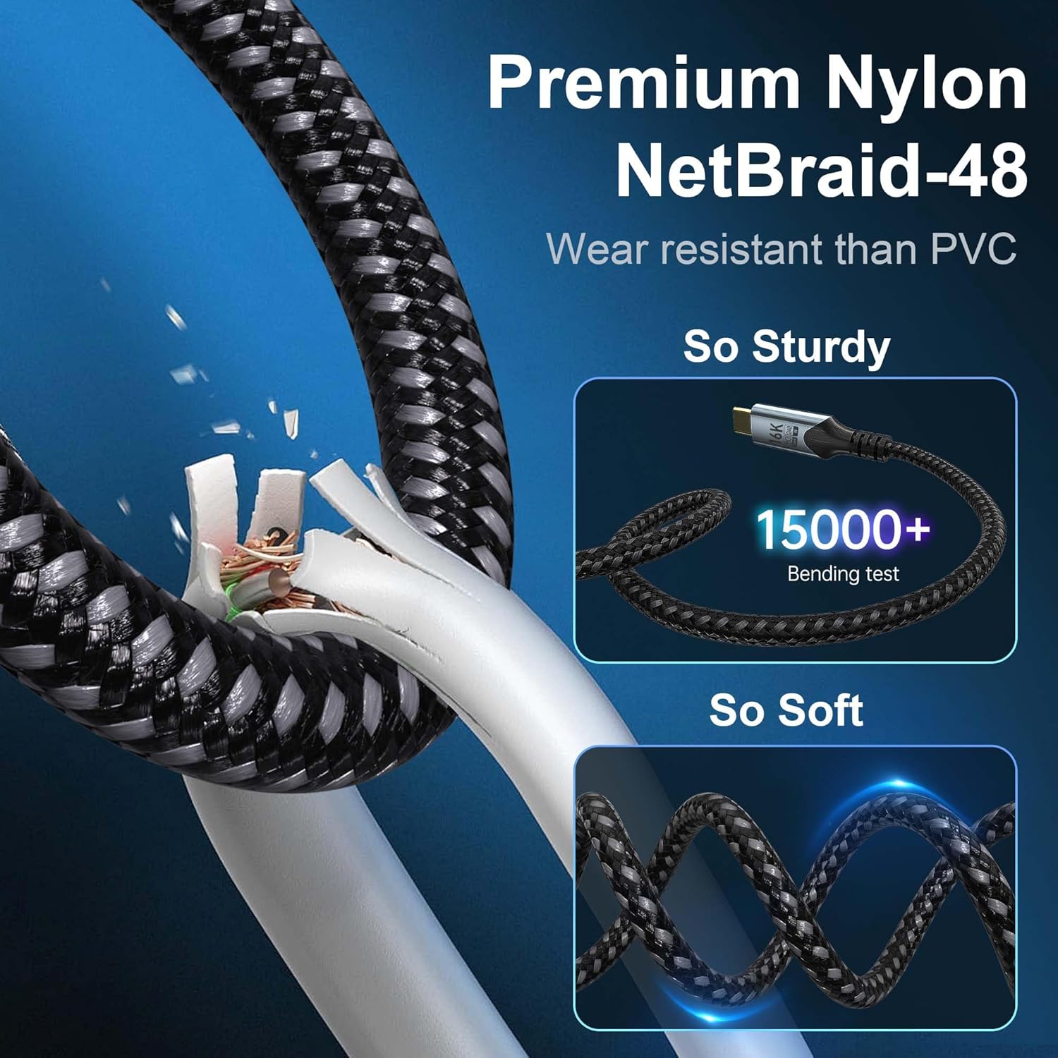 usb c to usb c 2 PACK 6FT/2M Compatible With Thunderbolt 5 usb-c Cable high Speed 80GbpsData Transfer,16K/8K/4K Video, Braided type c to type c Charger Cord, 240W PD Fast Charging for thunderbolt 4/3