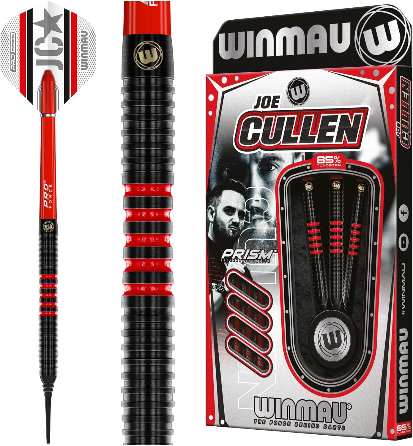 Winmau Joe Cullen The Rockstar Professional Tungsten Darts Set with Flights and Stems (Shafts)