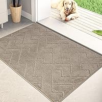 PURRUGS Dirt Trapping Door Mat 24x35.5 - Non-Slip Machine Washable Entry Rug for Muddy Shoes & Paws, Dog Doormat, Taupe