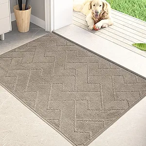 PURRUGS Dirt Trapping Door Mat 20" x 31.5", Non-Slip Machine Washable Entry Rug, Shoe Scraper, Dog Doormat, Super Absorbent Welcome Mat for Front & Back Door, Muddy Wet Shoes & Paws, Taupe