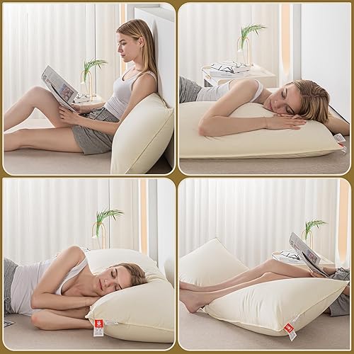 Miniatura 6 de Almohada corporal de plumón de ganso, almohadas corporales firmes para dormir, almohada grande y larga para adultos que duermen de lado, almohada