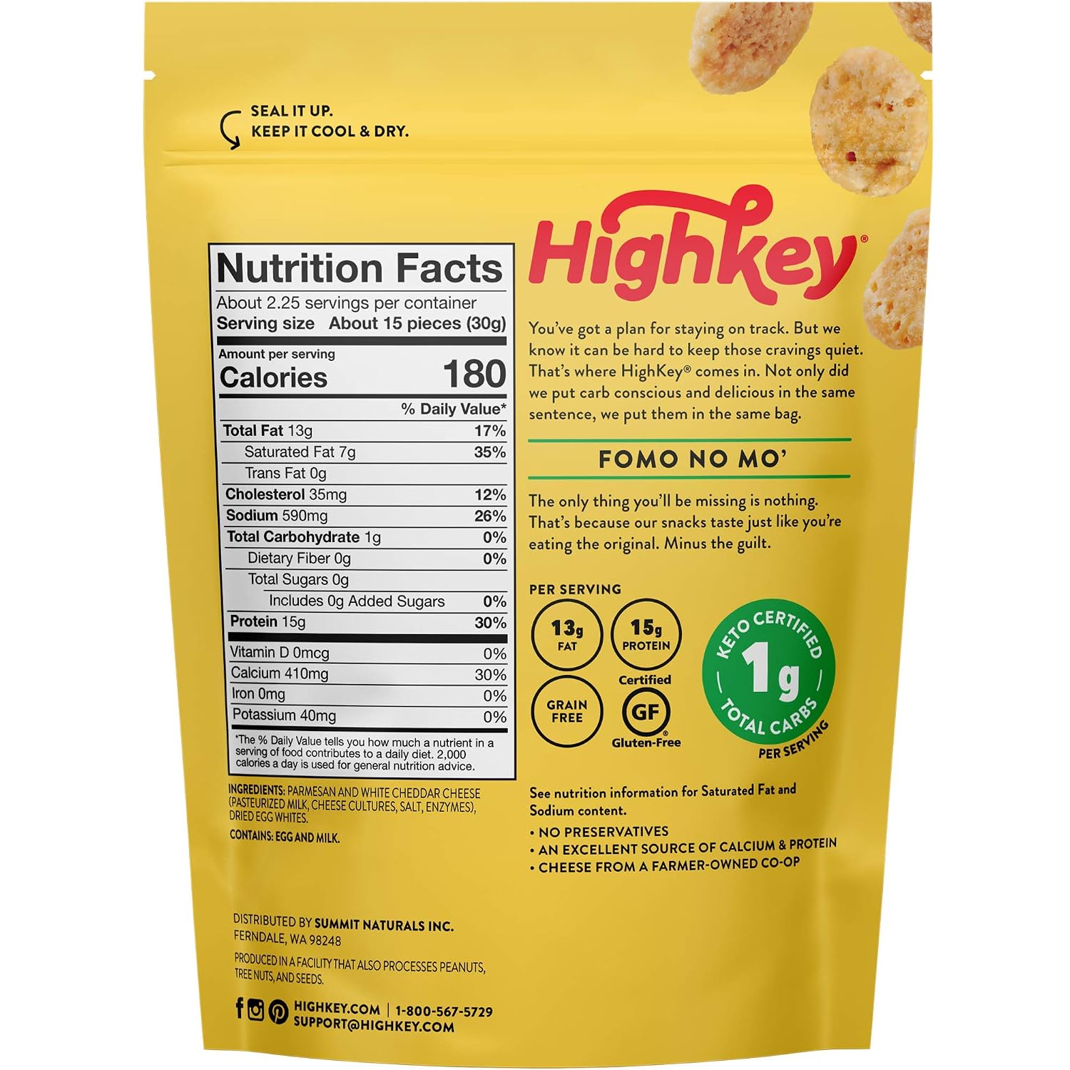 HighKey Cheese Crunch Egg White High Protein Cheese Crisps - Low Carb, Gluten Free, Healthy, Cheese Keto Snacks - Savory Diet Friendly Cheese Crunch with Natural Ingredients - Pack of 4, Parmesan
