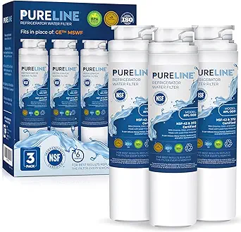 Pureline MSWF Replacement for GE MSWF, RWF1500A, 101820A, 101821B Refrigerator Water Filter - Reduces Bad Taste & Odor (3 Pack) : Appliances