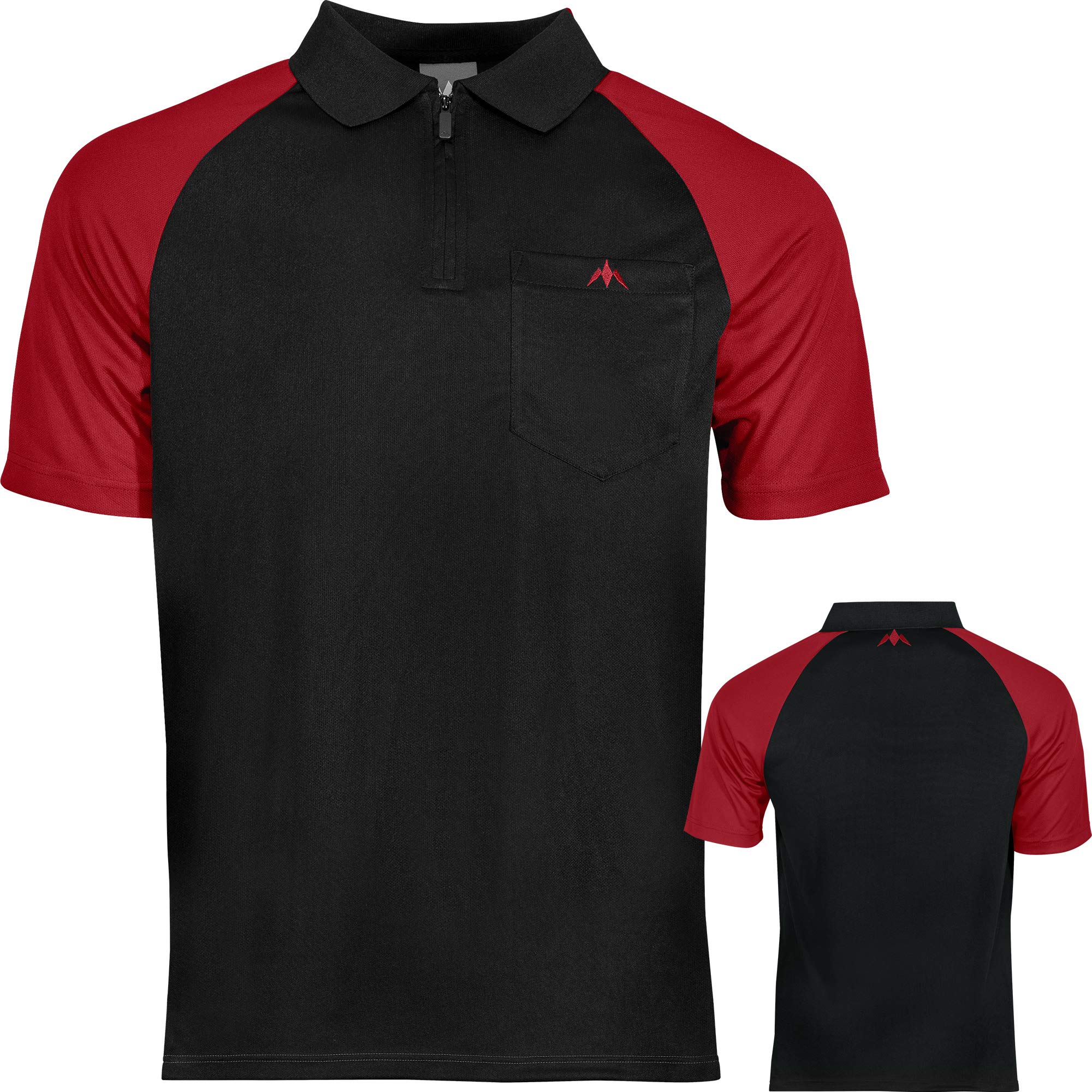 Mission Darts Exos Cool SL Darts Shirt - Zip Front (Black & Red, 3XL)