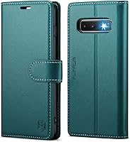 Vista 8 de Funda tipo cartera para Samsung Galaxy S10+/S10 Plus de 6.4 pulgadas, con bloqueo RFID, soporte para tarjetas de crédito, de piel sintética, función