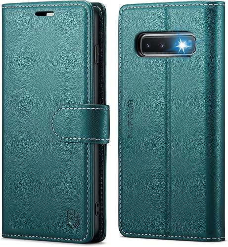 Funda tipo cartera para Samsung Galaxy S10 de 6.1 pulgadas (no S10e, S10+) con bloqueo RFID, soporte para tarjeta de crédito, de piel sintética,