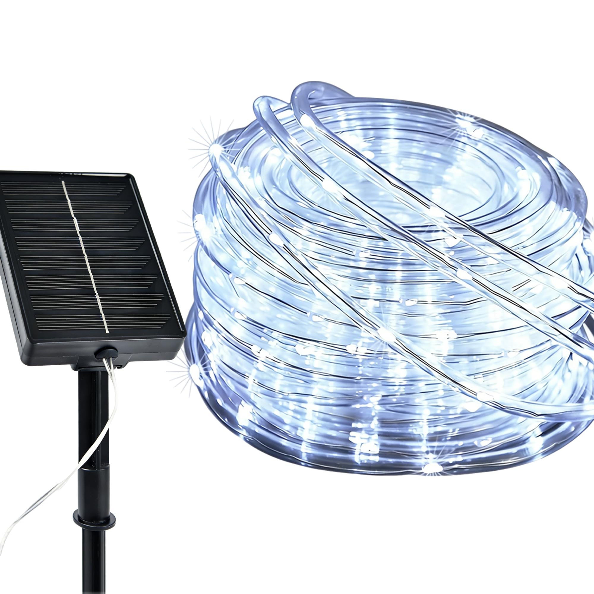 MERRIMAX M Solar-Lichterkette für den Außenbereich, 200 LEDs, 200 LEDs, wasserdicht, 8 Modi, solarbetriebene Solarröhre für den Außenbereich, für Baum, Terrasse, Pool, Deck-Dekoration (Weiß, 1 Stück)