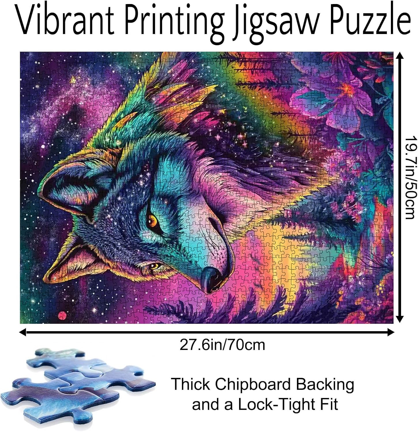 Tucocoo Wolf Jigsaw Puzzle 1000 Pieces Puzzles for Adults,Colorful Forest Wolf with Night Sky Star Puzzles for Challenging Family Activity Games DIY Puzzle for Home Wall Decor - 20 x 27 Inches