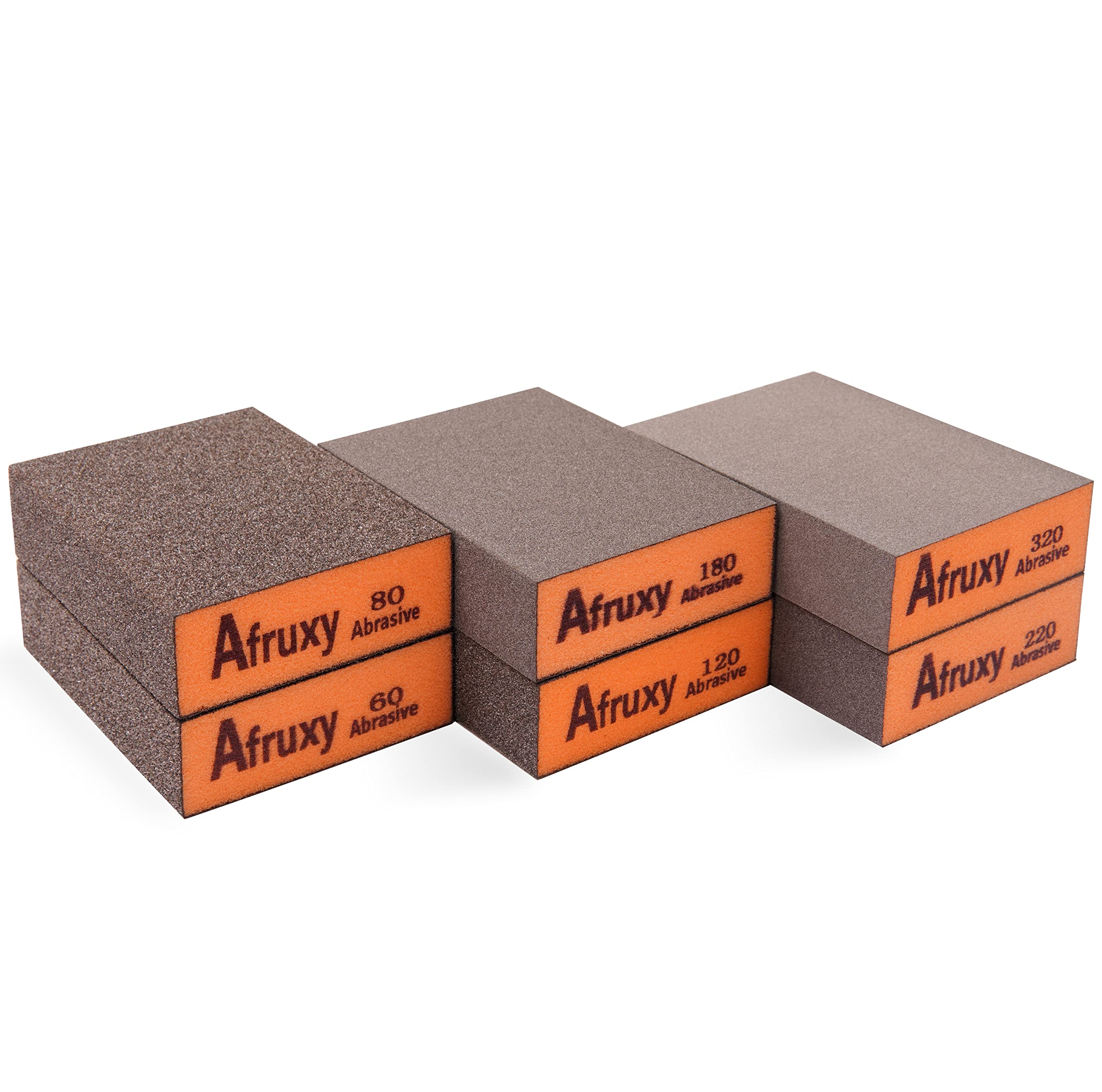 Afruxy Sanding Sponge Super High-Density Sandpaper Block- Reusable Dry/Wet Drywall Sanding Block,Medium Coarse Fine Grit Sandpaper Sponge, Hand Sanding Blocks for Wood Metal 60/80/120/180/220/320 Grit