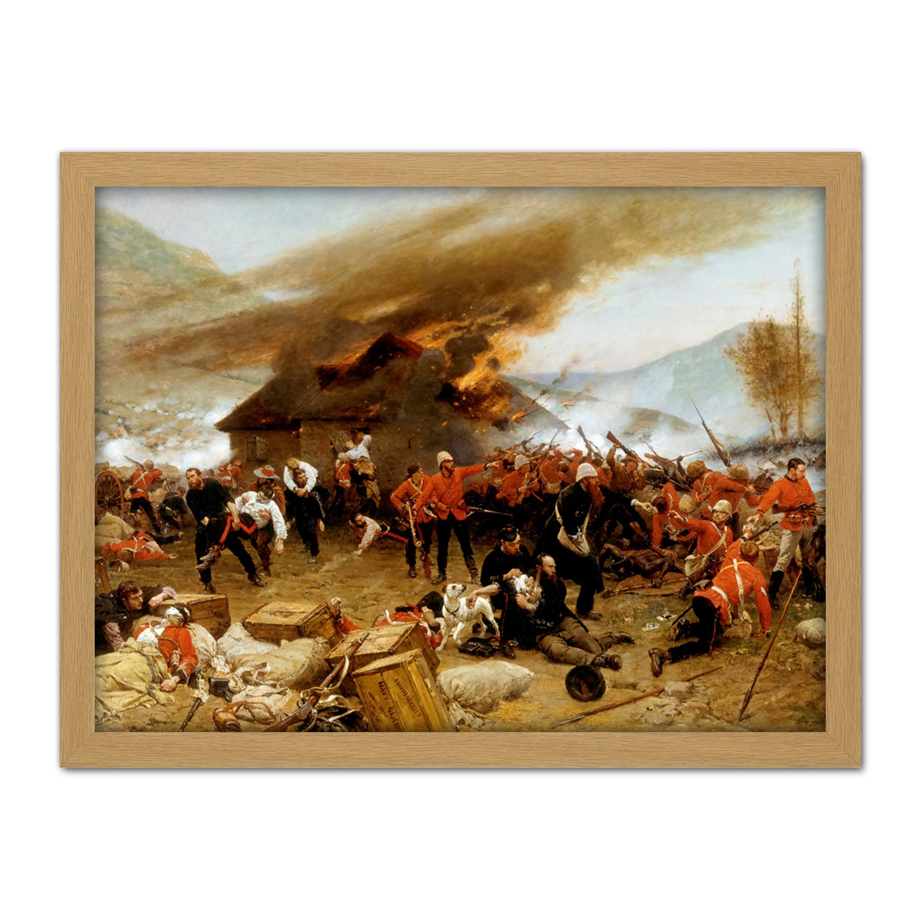 Artery8 De Neuville Defence Rorke's Drift Painting Artwork Framed Wall Art Print 18X24 Inch