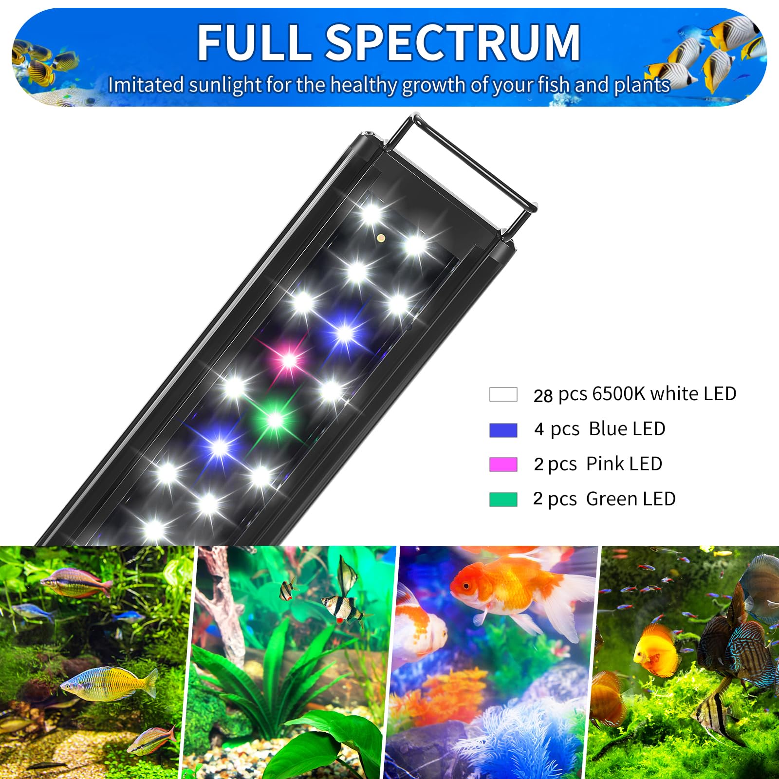 AQUANEAT LED Aquarium Light Full Spectrum for 16 Inch to 20 Inch Fish Tank Light Fresh Water - image 2