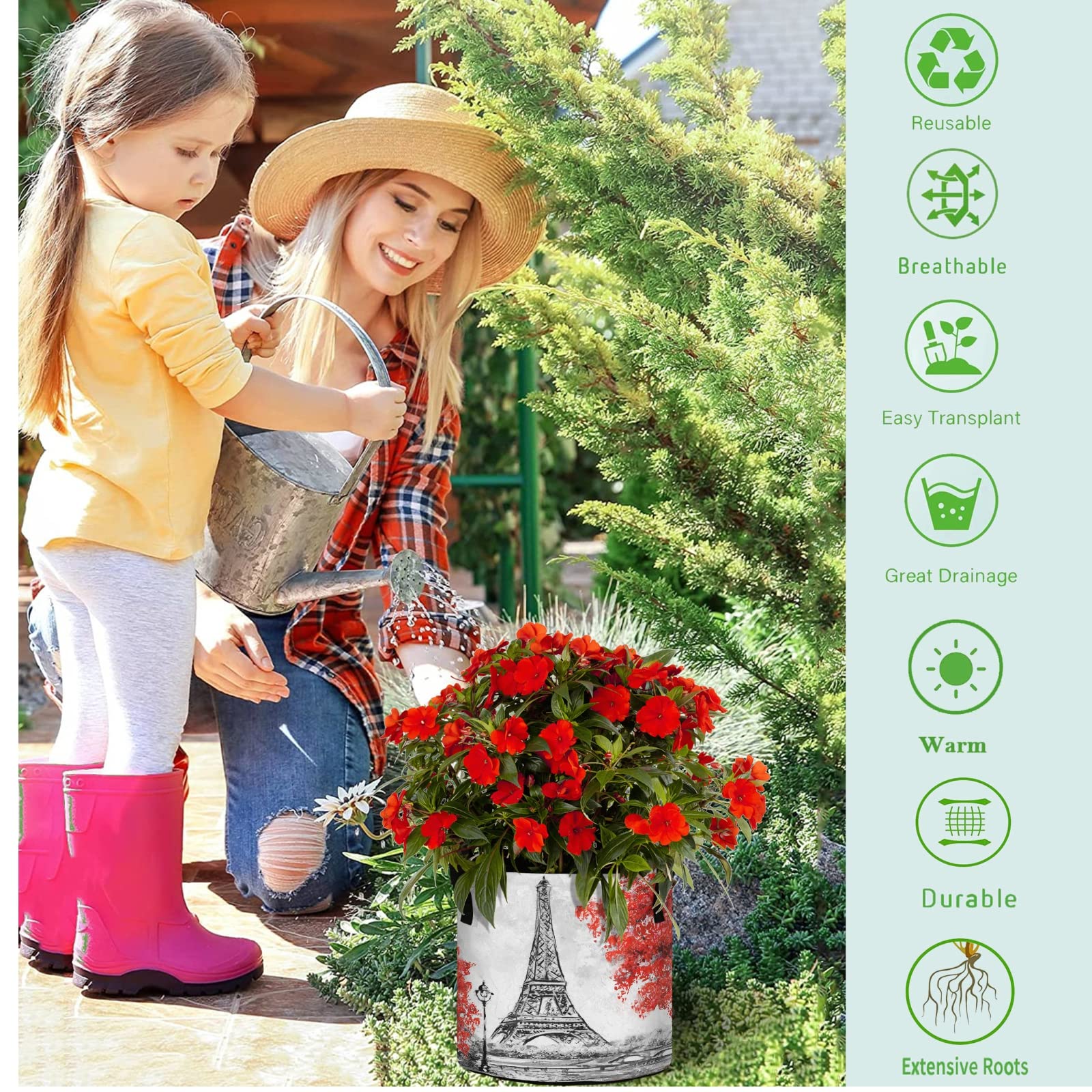 鉢・プランター paris Amazon.com : ZZWWR 7 Gallon Stylish Romantic Paris Eiffel Tower