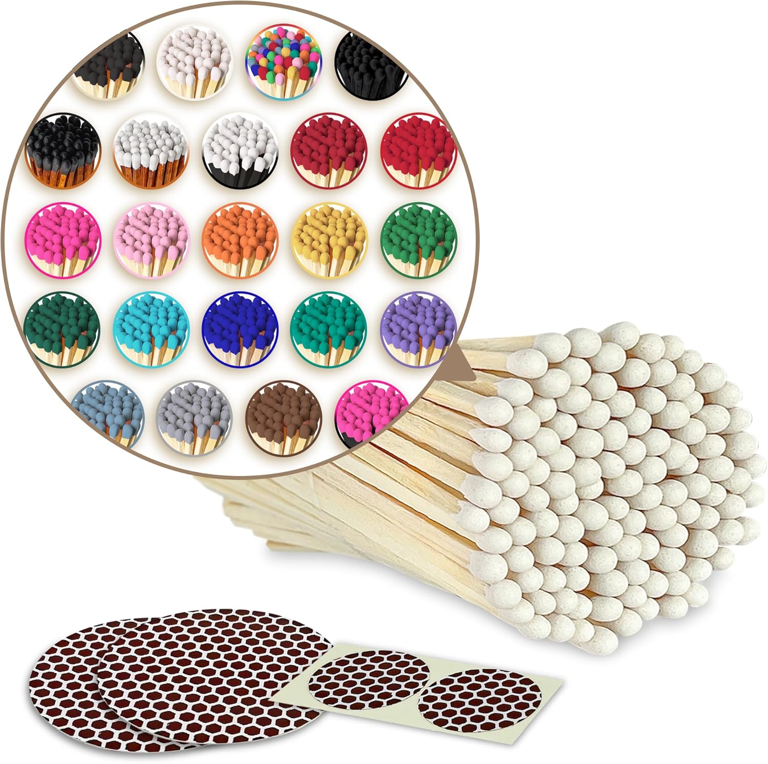 4" Matches + Striker Stickers Included 100 Matchsticks in