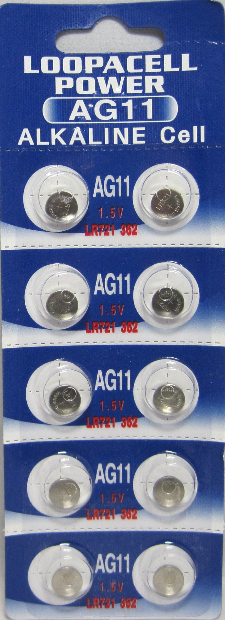 LOOPACELL 10 Pack AG11 LR721 362 V362 D362 GP362 Alkaline Button Cell Battery