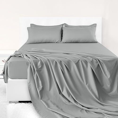 Lux Decor Collection Sábanas de cama  6 piezas tamaño King  Sábanas de microfibra cepillada de 1800 hilos, sábanas y fundas de almohada de 16