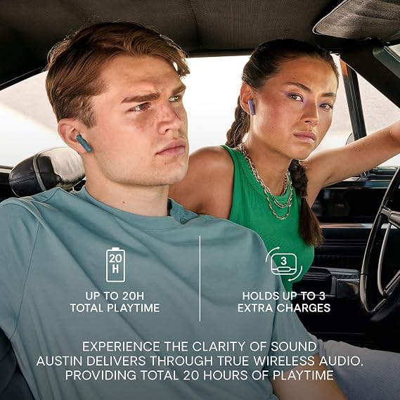 Urbanista True Wireless Earbuds, Bluetooth 5.3 in Ear IPX4 Headphones with Dual Microphones, 20 Hr Playtime, Portable Wireless Ear Buds with Touch Controls, TWS USB C Charging Case, Austin, Black