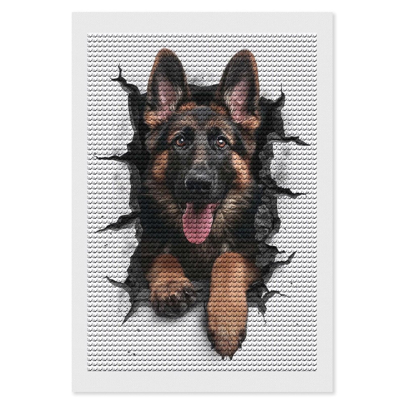 Junmoney German Shepherd Dog 5D Diamond Painting Kit 8"x12", Relaxing DIY, Mindful Craft Project, Full Kit Included, Thoughtful Present