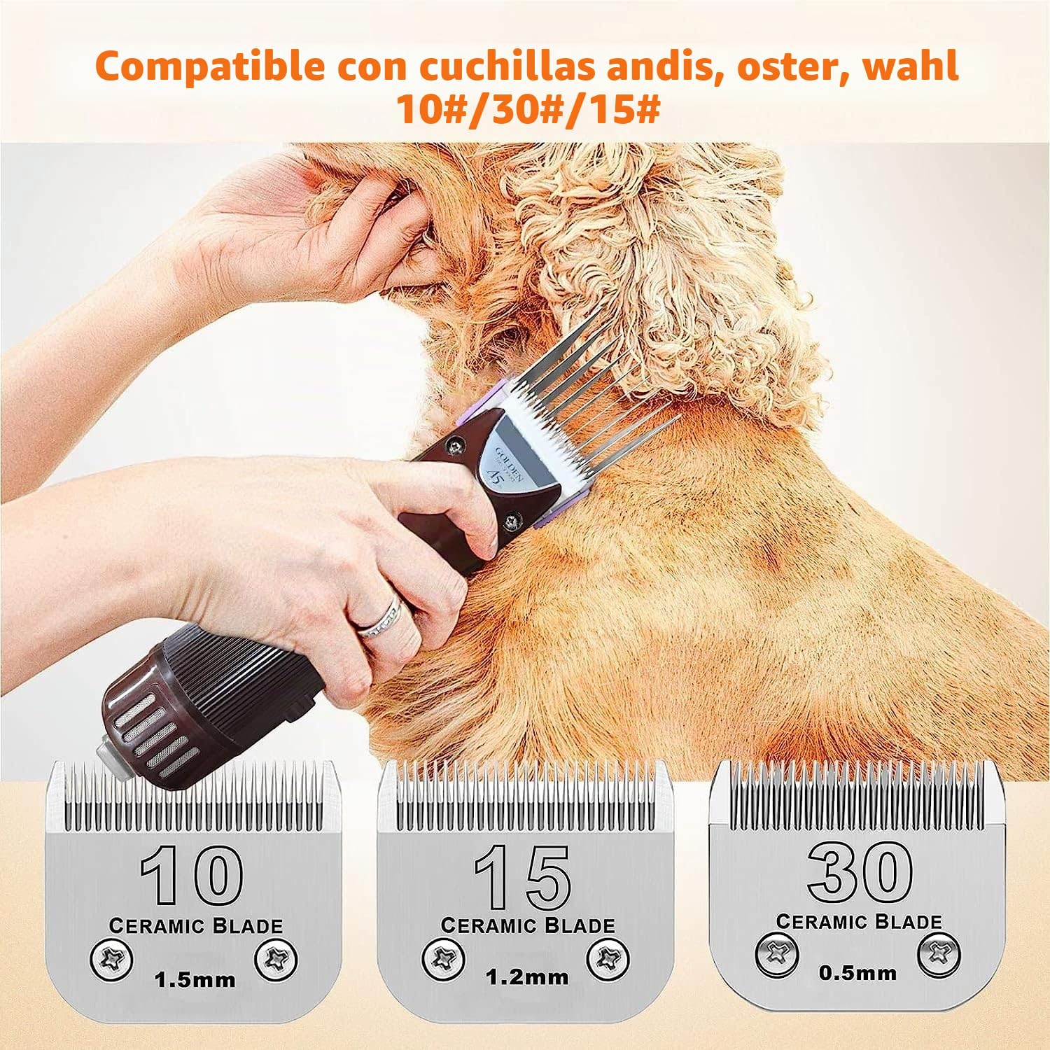 Peine guía de 8 colores para perros, compatible con Heiniger/MOSER Max45/50, Andis, Oster A5, Wahl KM10, hoja desmontable (10/15/30 cuchillas)