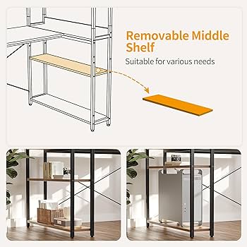 CubiCubi Corner Desk with Storage Shelves, 47 Inch Small L