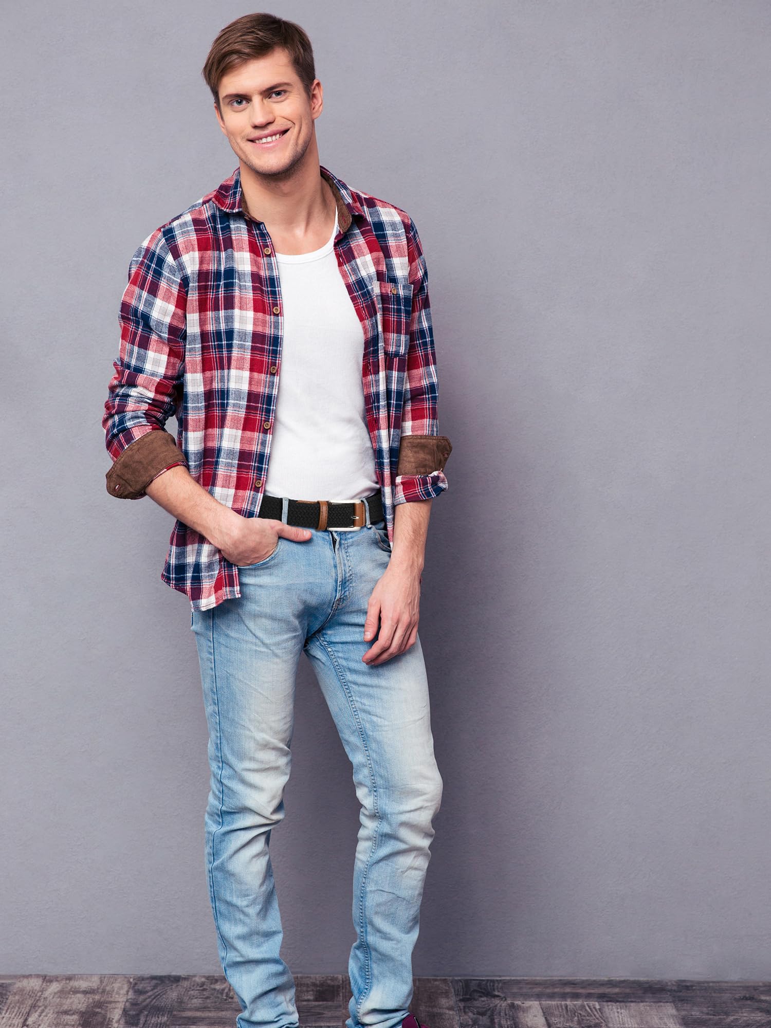 Chuarry Stretch-Gürtel für Herren, geflochtene, elastische Gürtel für Herren, gewebtes Nylon, Arbeitsgürtel für lässige Jeans, Golf, Hemden, Hosen, Shorts, 6 Farben, 6 Stück