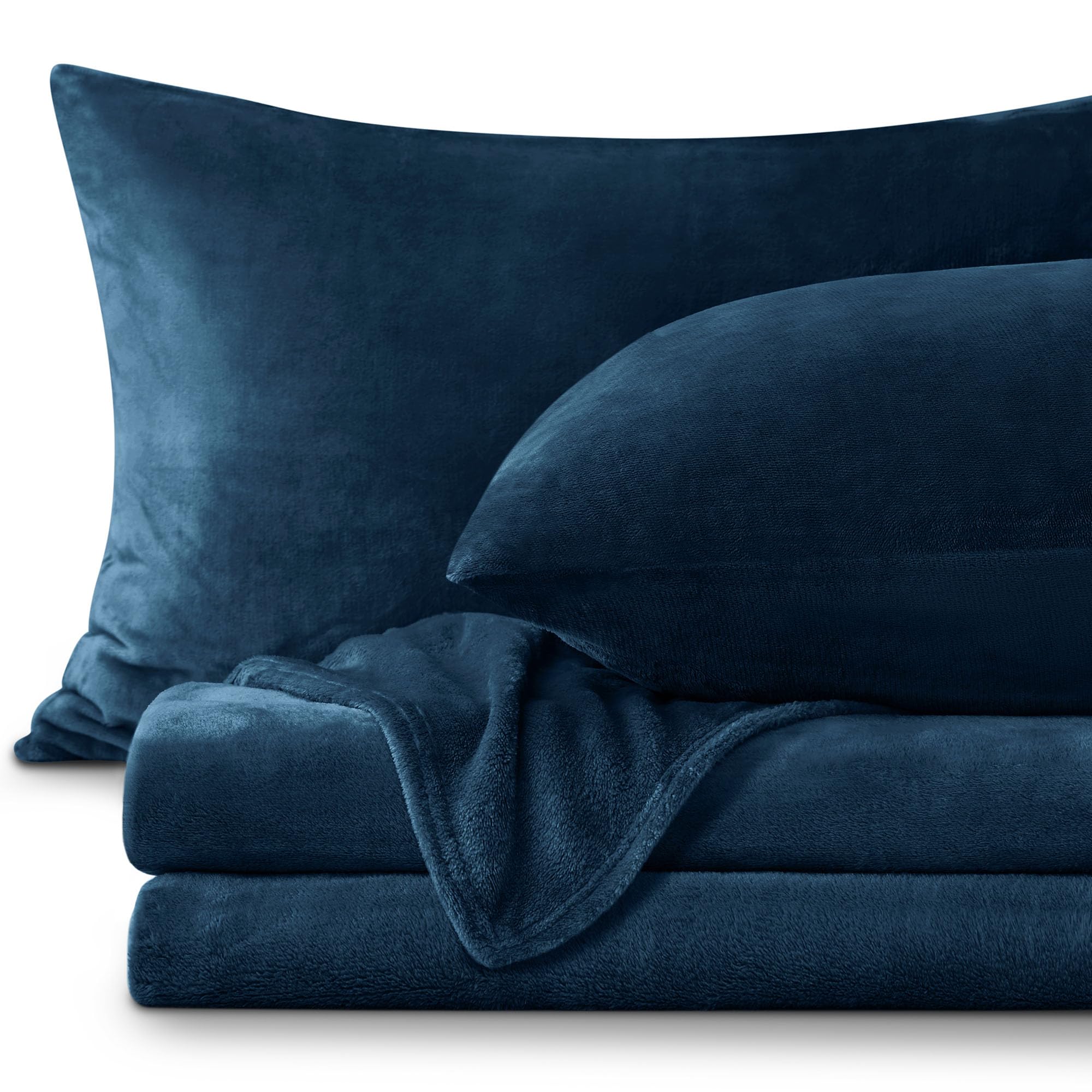 BEDELITE Flannel Sheets Full Size, Navy, 4 Pieces | Soft Double-Sided Plush Fleece Sheets, A Warm Fluffy Velvety Feel, 16 Inch Deep Pocket, Fuzzy Winter Gift and Decor