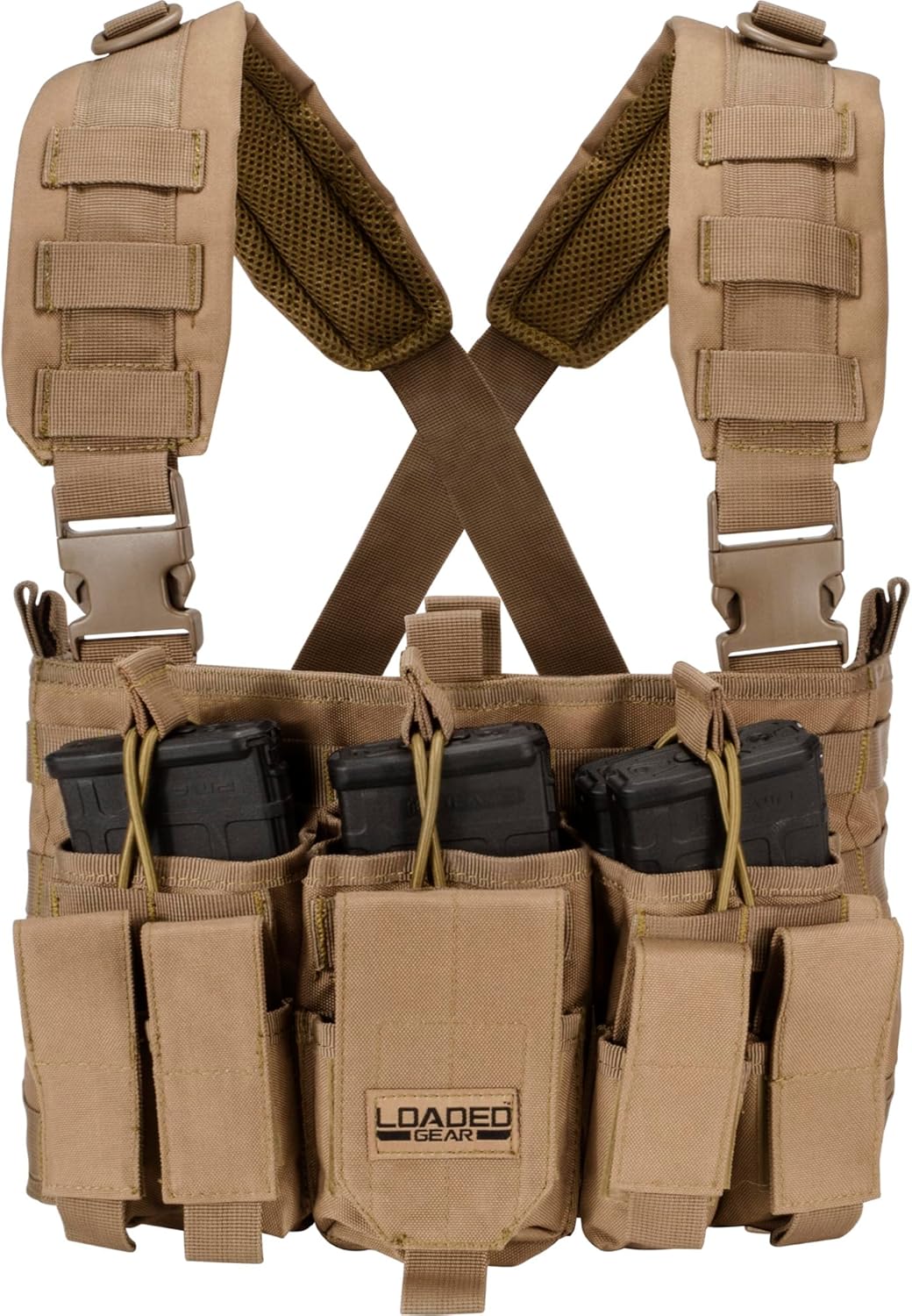 Barska Loaded Gear VX-400 Vest – Adjustable Fit, 3 Dual Pouches, MOLLE Compatible, Padded Shoulder Straps, Quick-Release Buckles