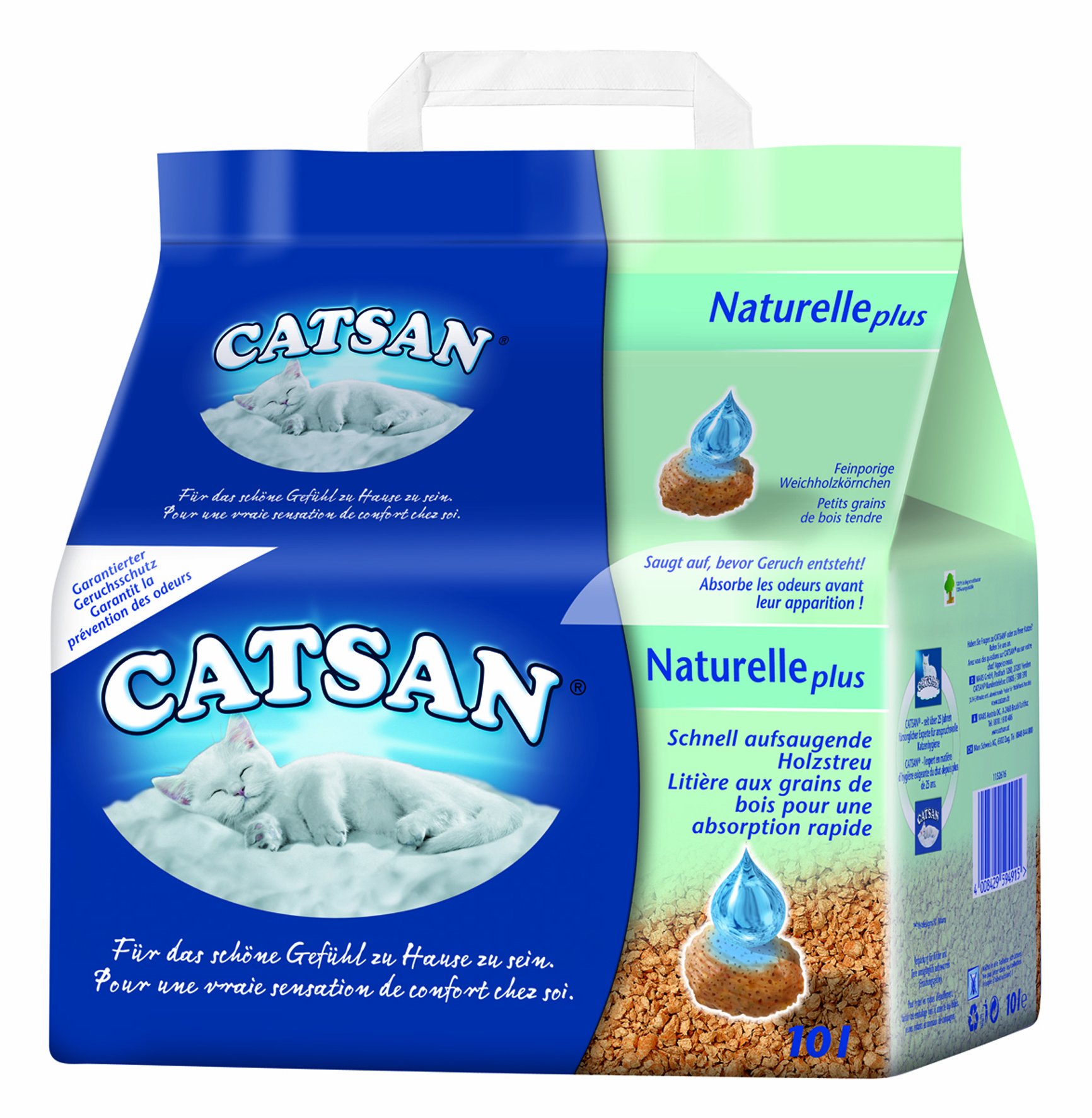 Catsan Litière naturelle chat 10 litres lot de 3 sacs hygiène
