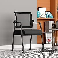 Vista 2 de Boss Office Products Mesh 4-Legged Guest Chair with Casters in Black