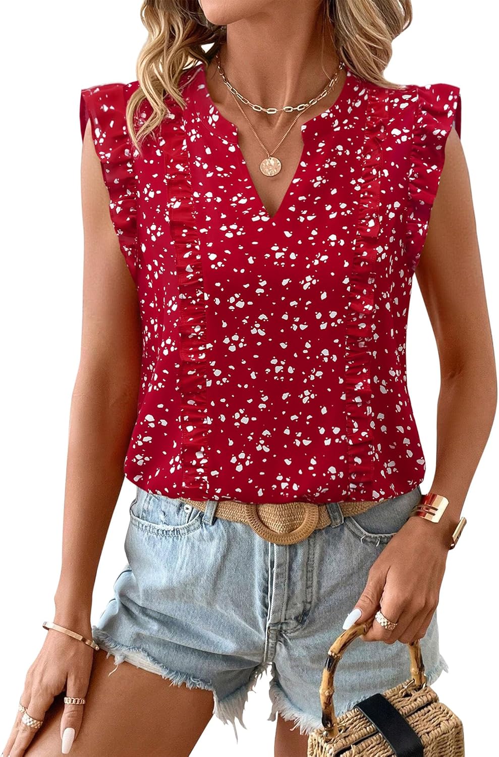 Timeson Women's Tops Dressy Casual Sleeveless Business Work Blouses Chiffon Office Tanks - Image 3