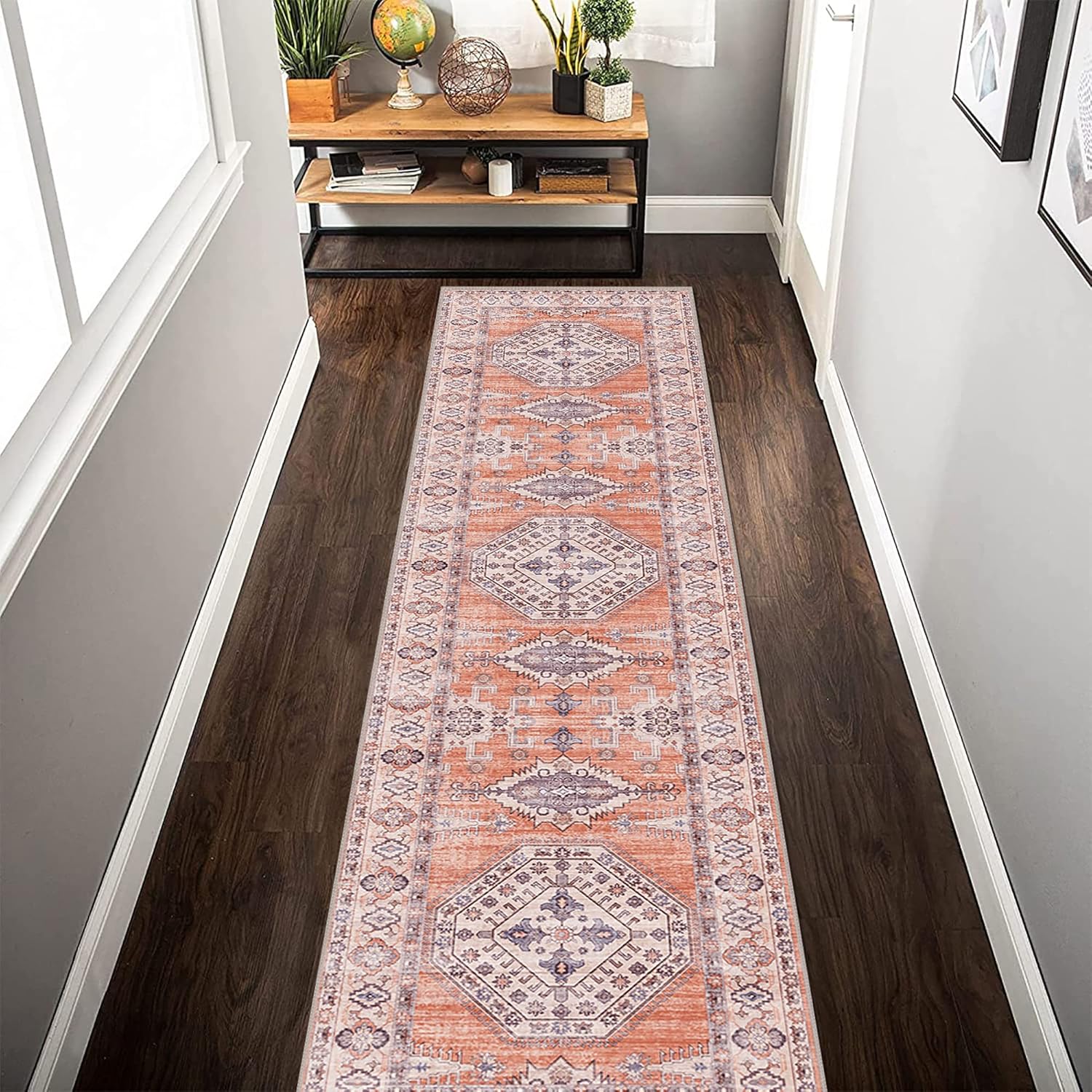 Poeti Runners for Hallways 2x7, Non Slip Washable Runner