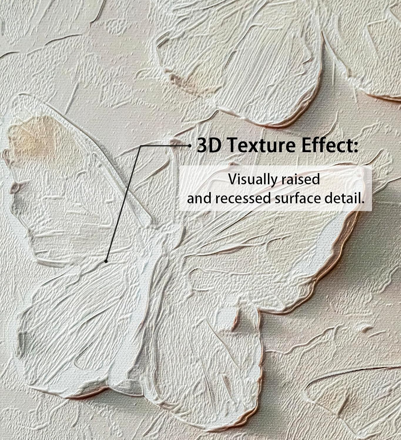 JiazuGo Modern 3D Butterfly Wall Art Set of 3, Textured Canvas Painting Prints for Nursery, Bedroom, Bathroom, Contemporary Abstract Flower Home Decor, 12x16 Inches