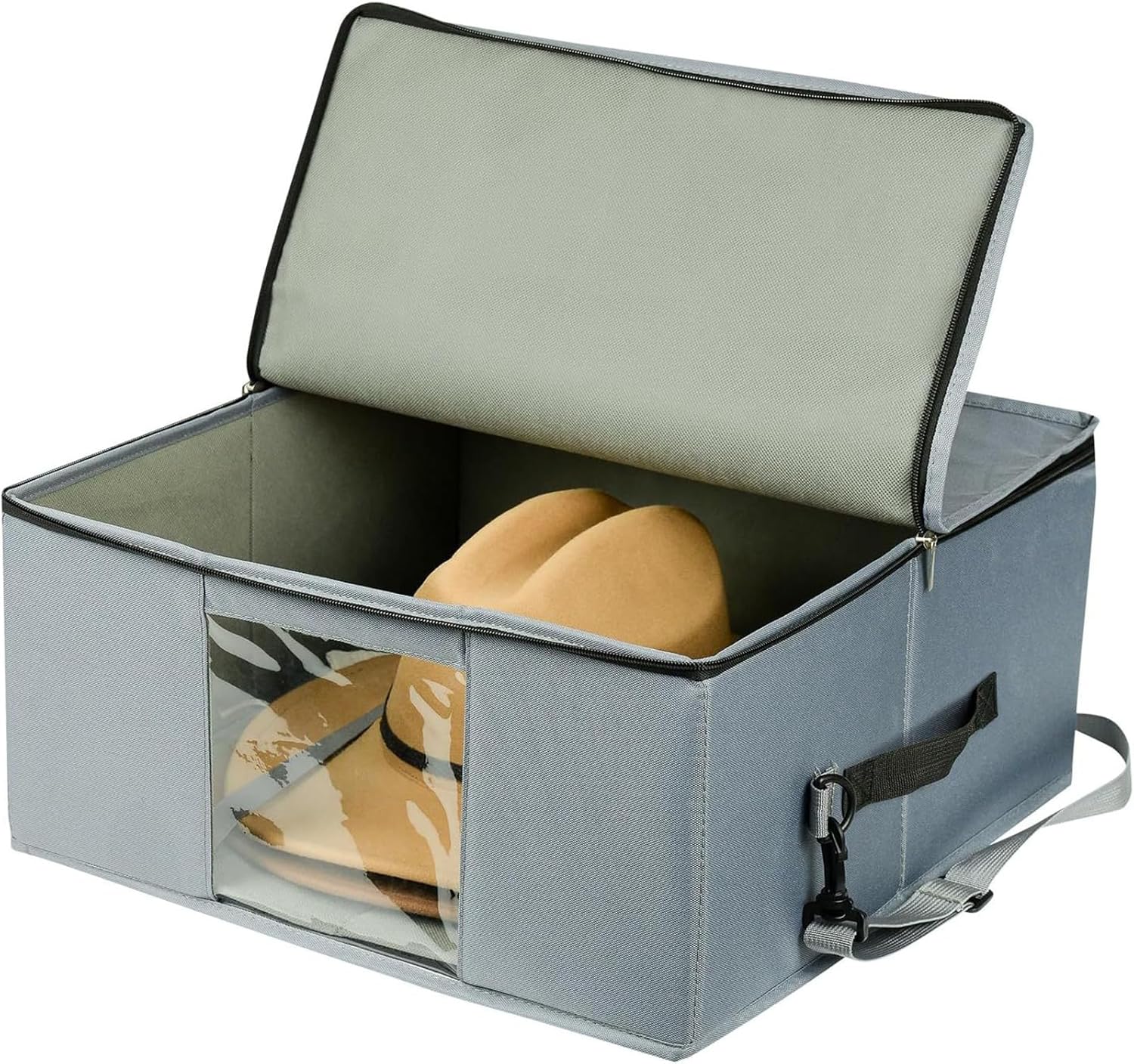 大容量折りたたみ式ハットボックス 旅行用 ポータブルストレージ ショルダーストラップとメッシュポケット付き オックスフォード布 オッ