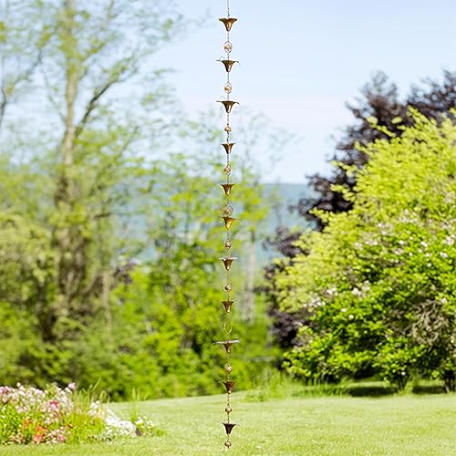 Miniatura 2 de Ancient Graffiti Cadena de lluvia de lirios y campanas, color cobre flameado