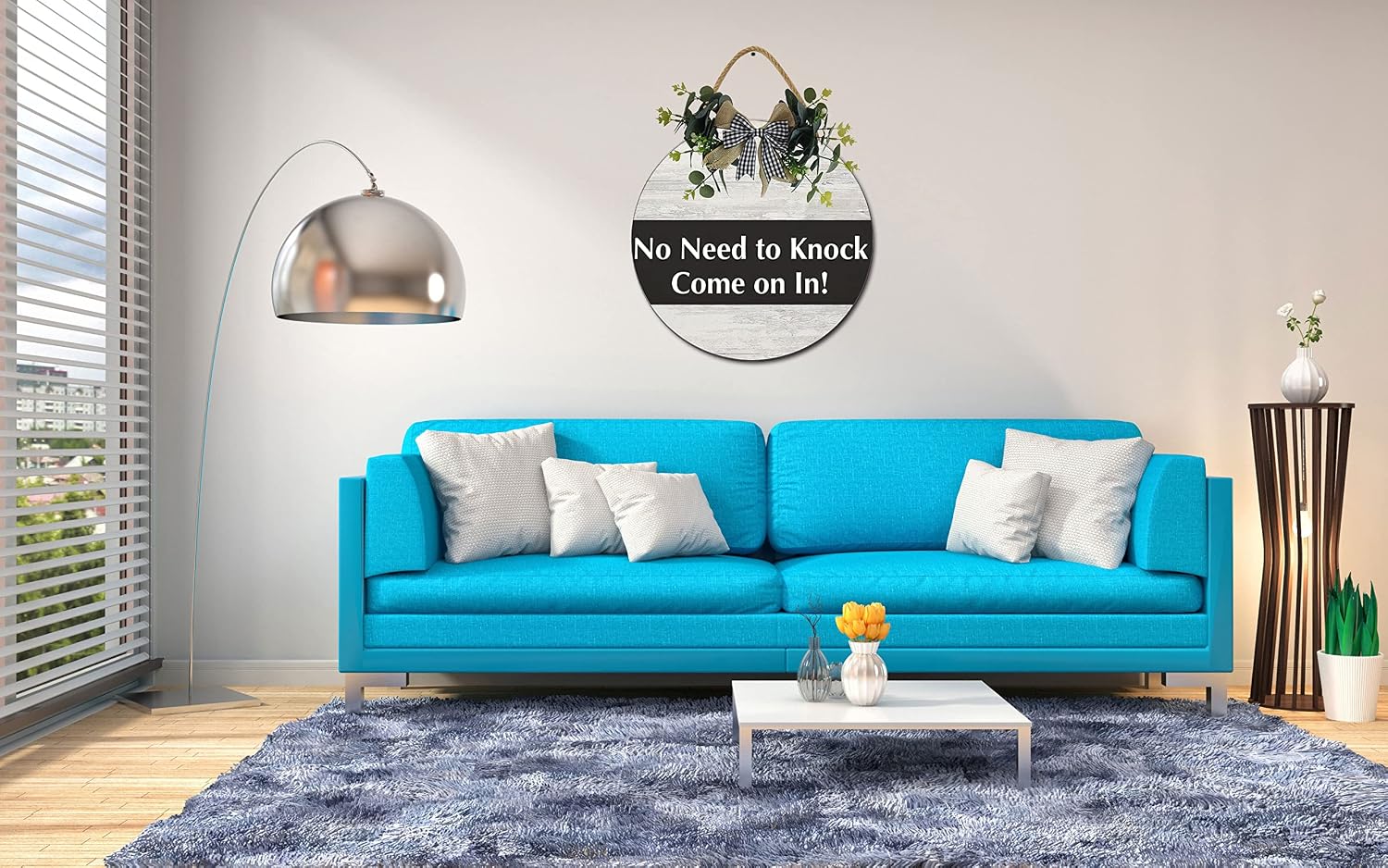 No Need to Knock Come on In Wood Sign Welcome Front Door Spa Office Business Corporate Store Please Enter Door Wall Decor Hanger Door Plaque 12x12in
