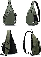 Vista 12 de Bolsa bandolera impermeable, bolsa cruzada, bolsa al hombro, con puerto de carga USB para viajes, senderismo, ciclismo, campamento