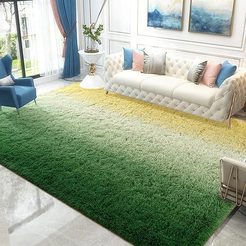 Miniatura 8 de Zedrew Alfombras de área coloridas esponjosas, 4 x 6 pies, alfombra de felpa para interiores para dormitorio, sala de estar, alfombra moderna