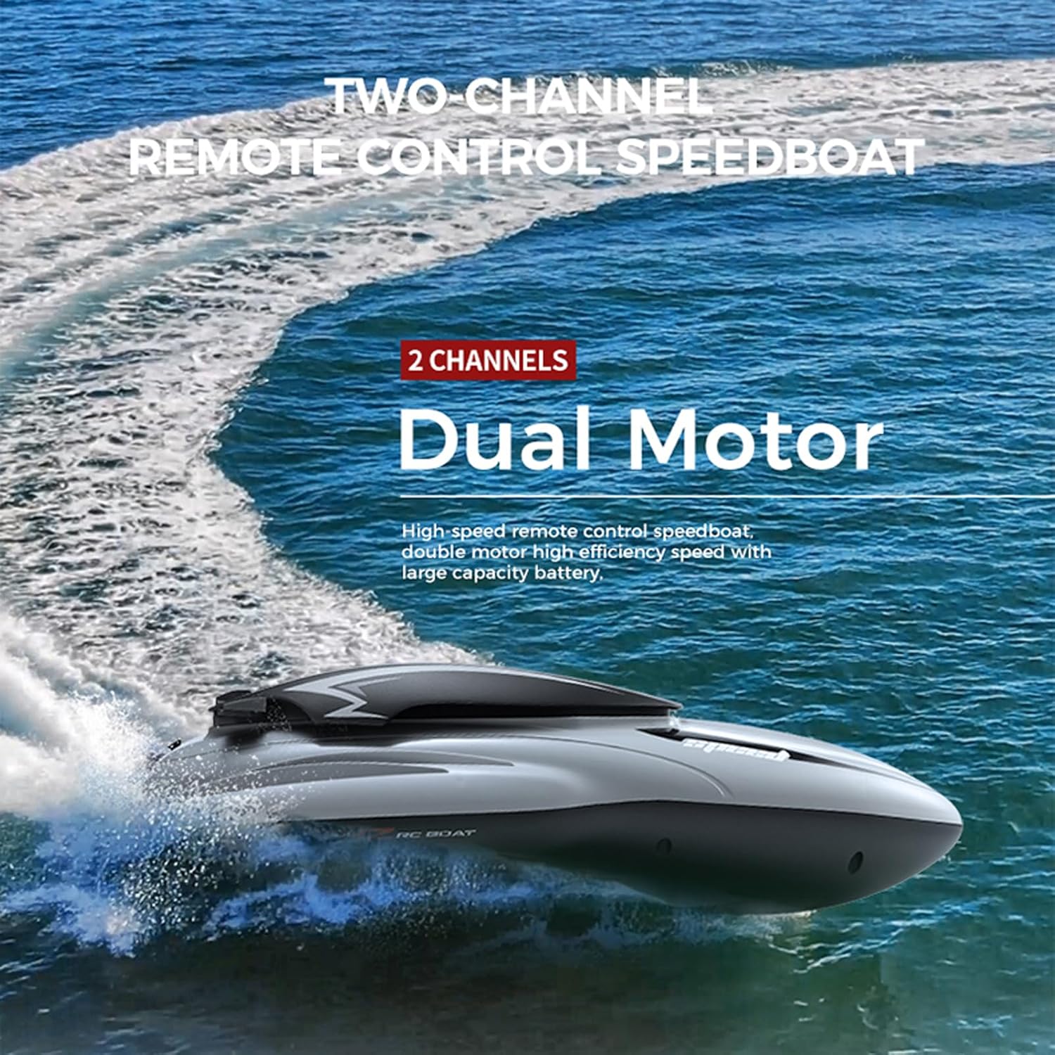 Remote Control Boat, 2.4Ghz Waterproof Fast Speedboat for Pools and Lakes, Mini RC Boats for Teens Adults, Fast Remote Controlled Boat with Rechargeable Battery