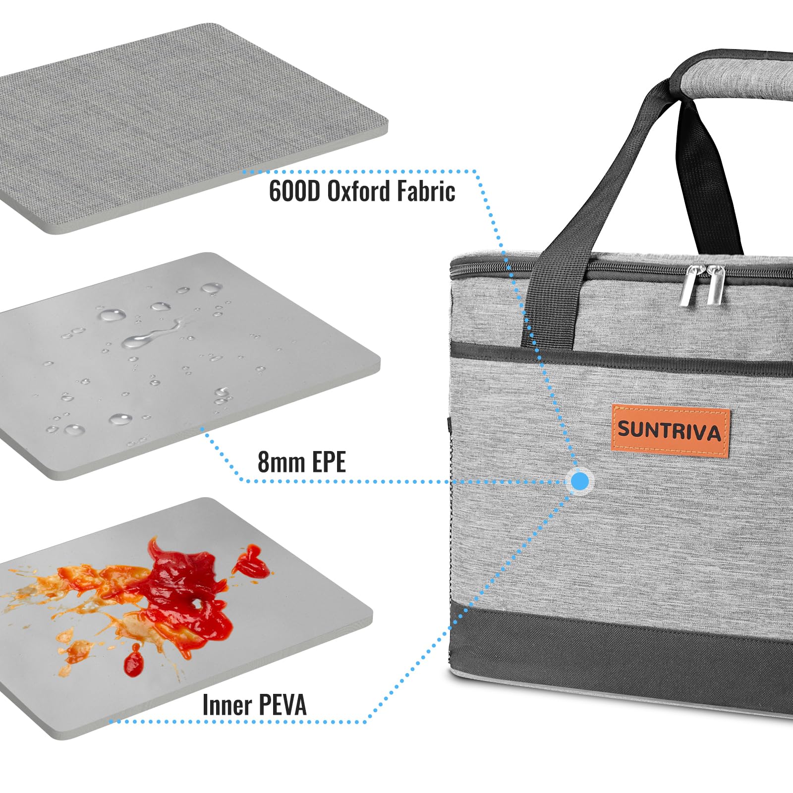 Torba Termiczna Na Lunch 33L Torba Termoizolacyjna Lunch Bag | Wygodny i przenośny wytrzymały regulowany pasek składany dla Kobiet i Mężczyzn, do biura na piknik szkolny, kemping