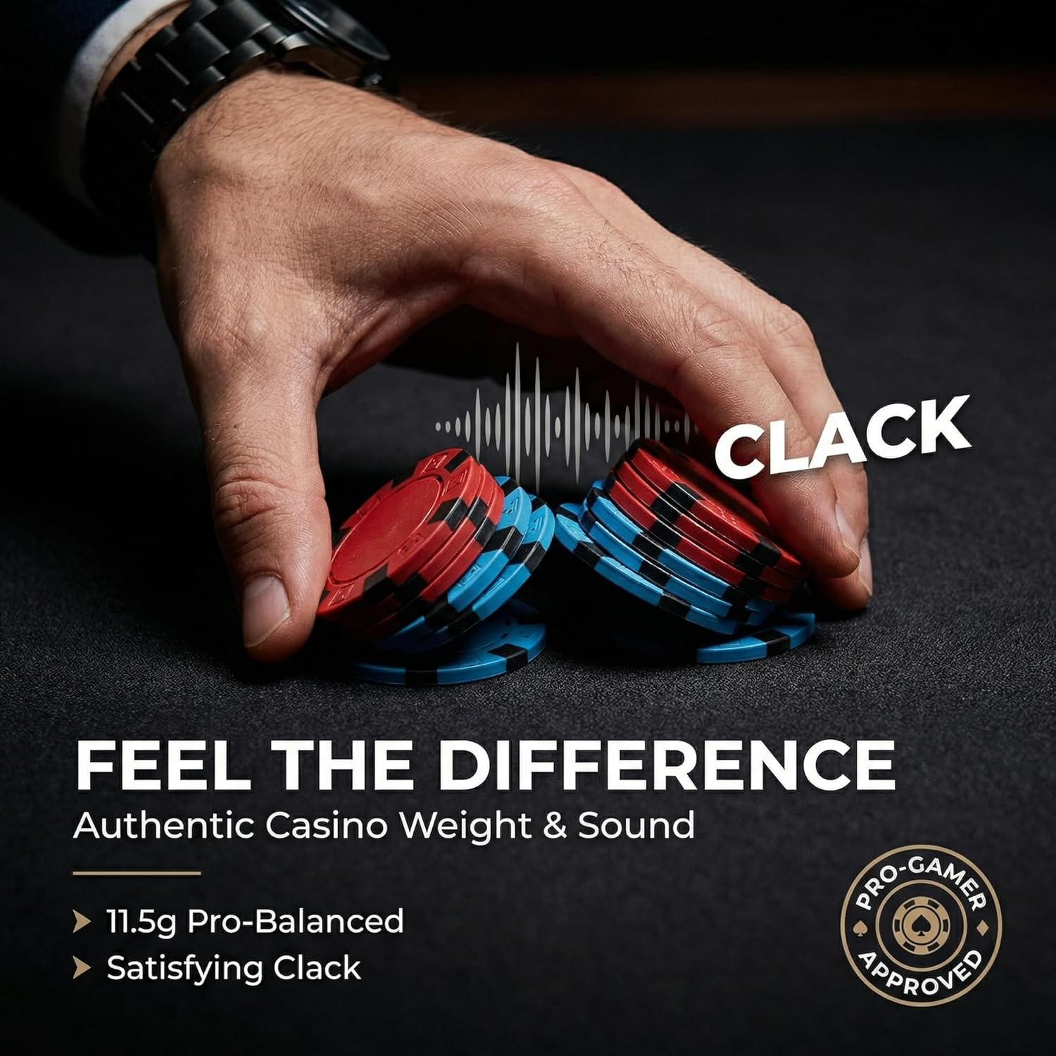 300 Piece Poker Chip Set, 11.5g Heavyweight Iron Core Chips with Aluminum Case, Playing Cards, Dealer and Blind Buttons, Professional Gambling Game Kit for Texas Holdem Blackjack