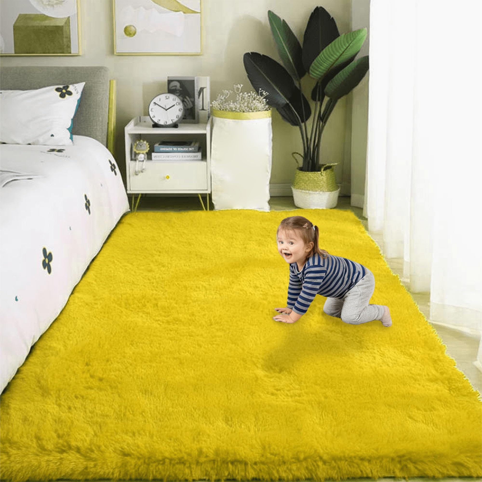 Tapis de salon jaune 200x210 pour réchauffer votre intérieur