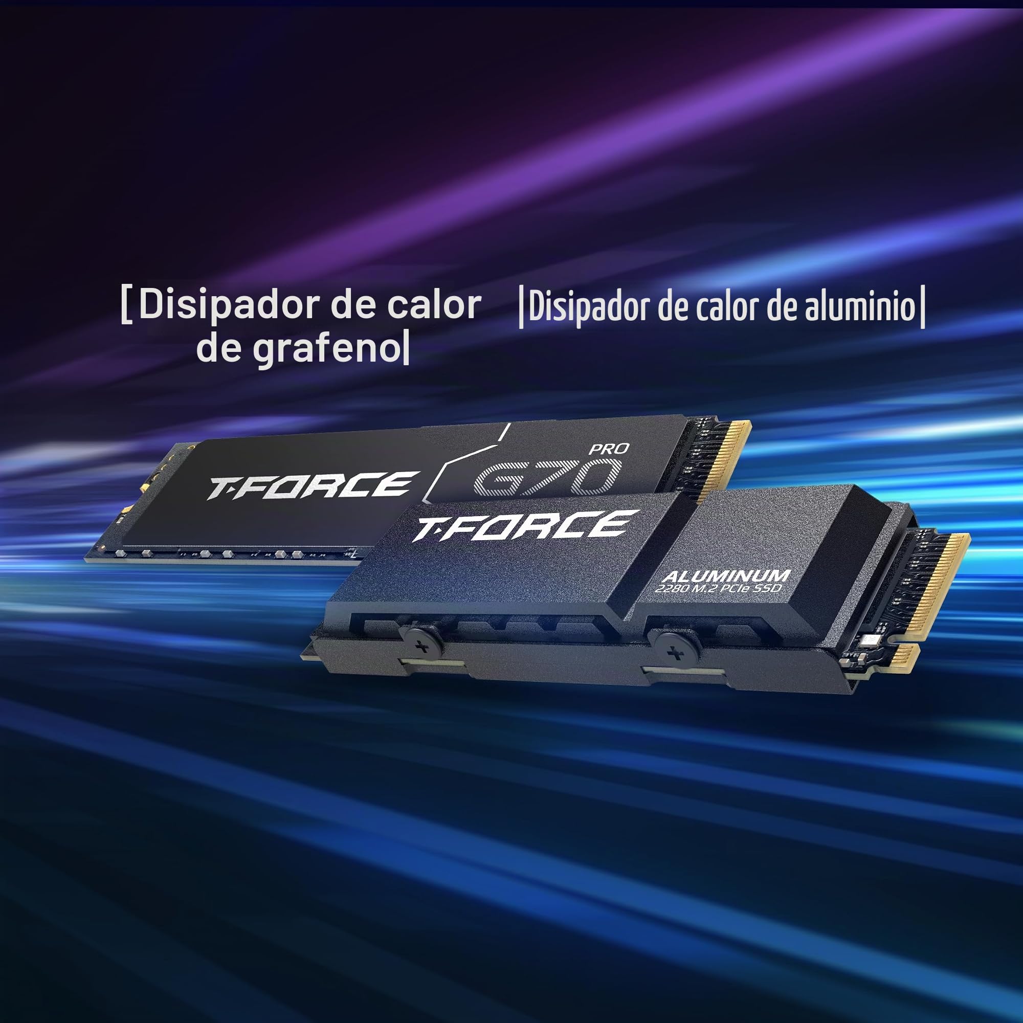 TEAMGROUP T-Force G70 Pro Disipador de Calor de grafeno de 2 TB DRAM SLC caché 3D TLC NAND NVMe InnoGrit PCIe Gen4x4 M.2 2280 Gaming SSD Interno Funciona con PS5 Lectura/Escritura 7400/6800 MB/s