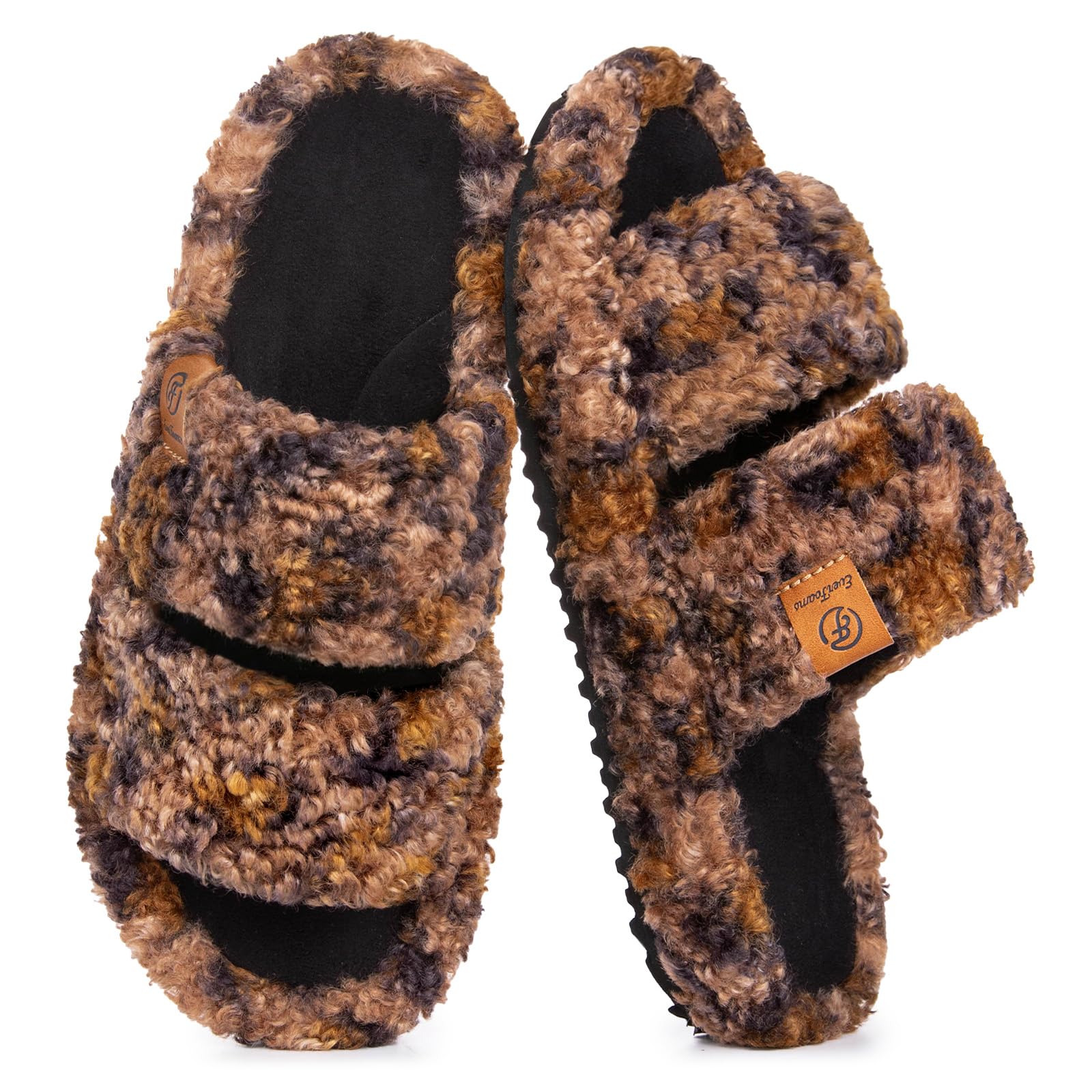 EverFoams Womens Fuzzy Open-toe Slippers
