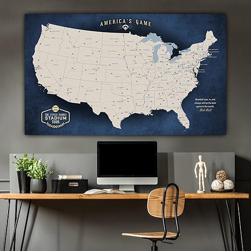 Miniatura 8 de Holy Cow Canvas Personalized Canvas Baseball Stadium Map Tracker with Pins Includes Push Pins, Baseball Parks Bucket List, Customized Baseball Gift