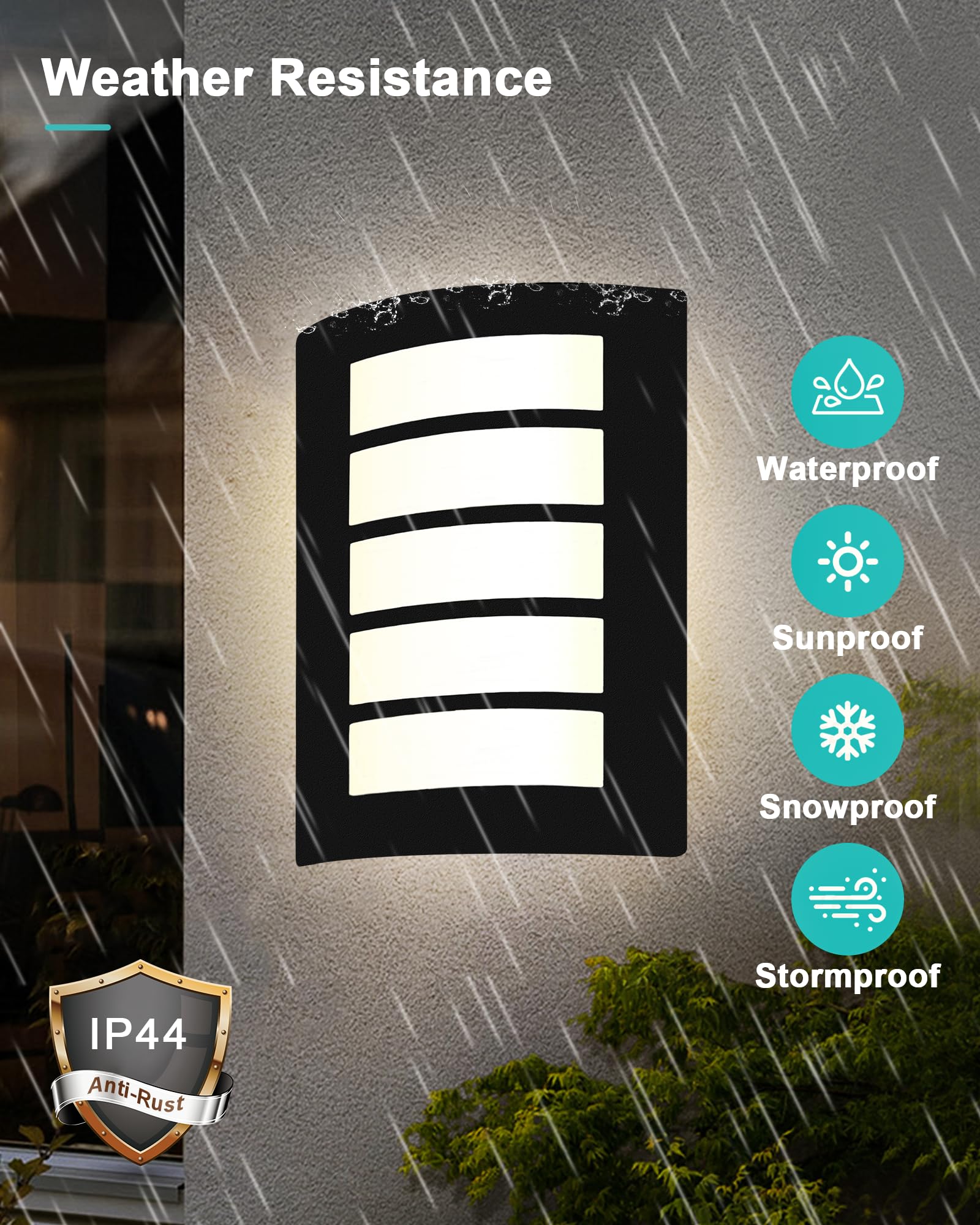 HiBay Outdoor Wall Light Mains Powered Outside Security Lights Stainless Steel Black Wall Sconce Lamp IP44 Waterproof E27 External Lamps for Indoor Front Door Porch Without Bulb - Image 2
