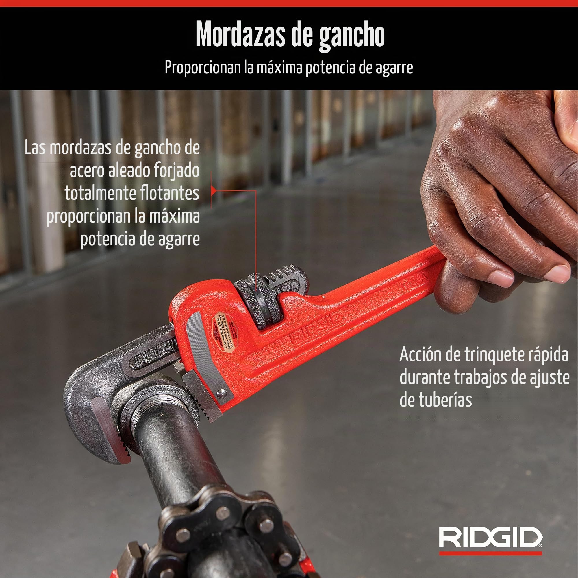 RIDGID 31015 Llave de tubo recta para servicio pesado de 12 pulgadas, Llave de fontanería de 12 pulgadas