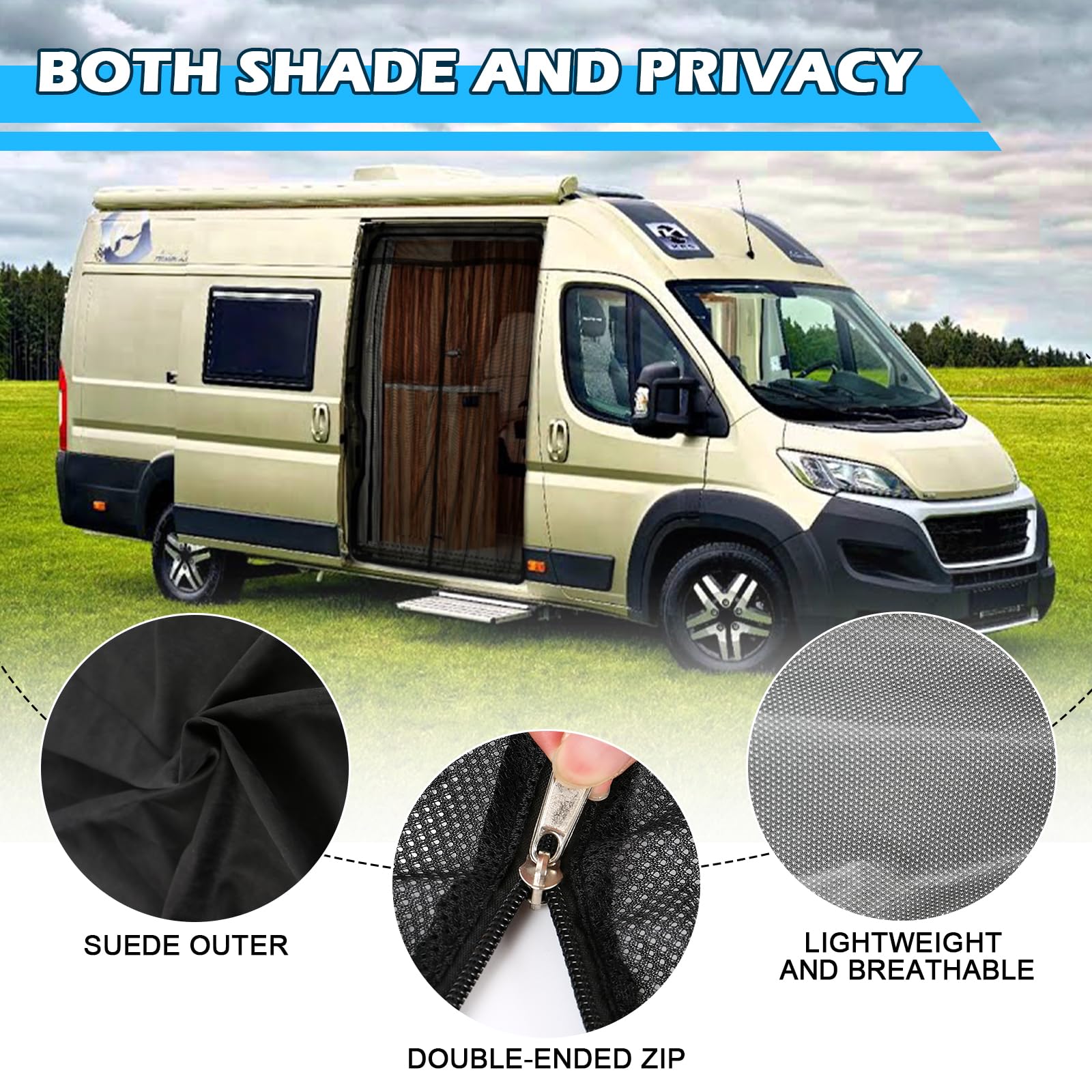 Zanzariera Auto Sostituzione per Fiat Ducato/Peugeot Boxer/Citroen Relay 2006-2024, Zanzariera Porta Laterale dell'auto, Rete per Insetti Magnetica a Strato Singolo per Campeggio