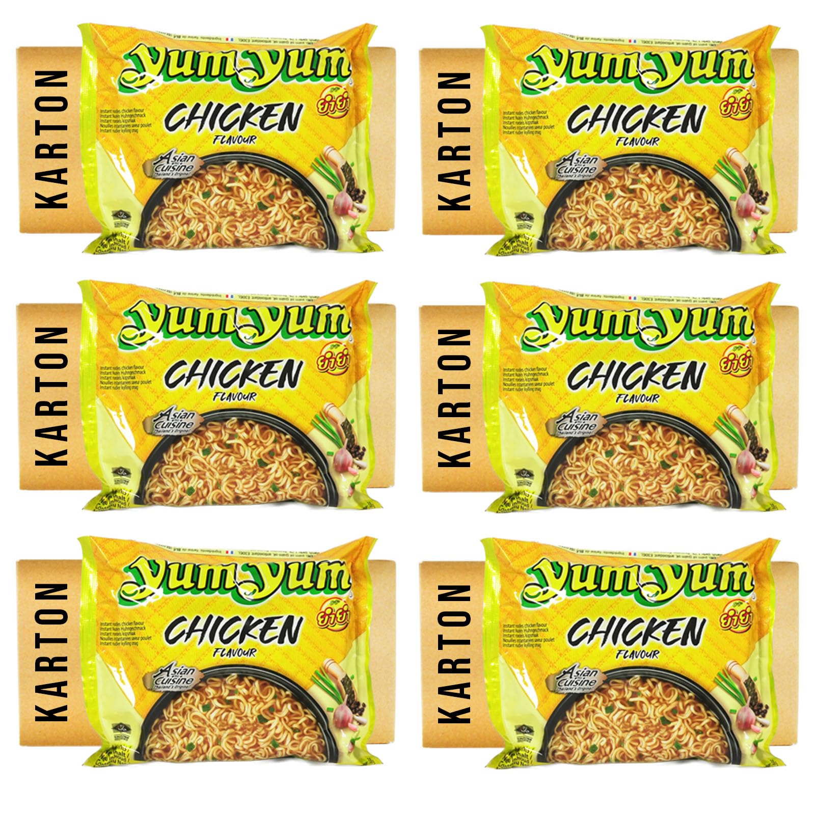 180er Pack (180x60g) Yum Yum Chicken Geschmack Instant Nudelsuppe