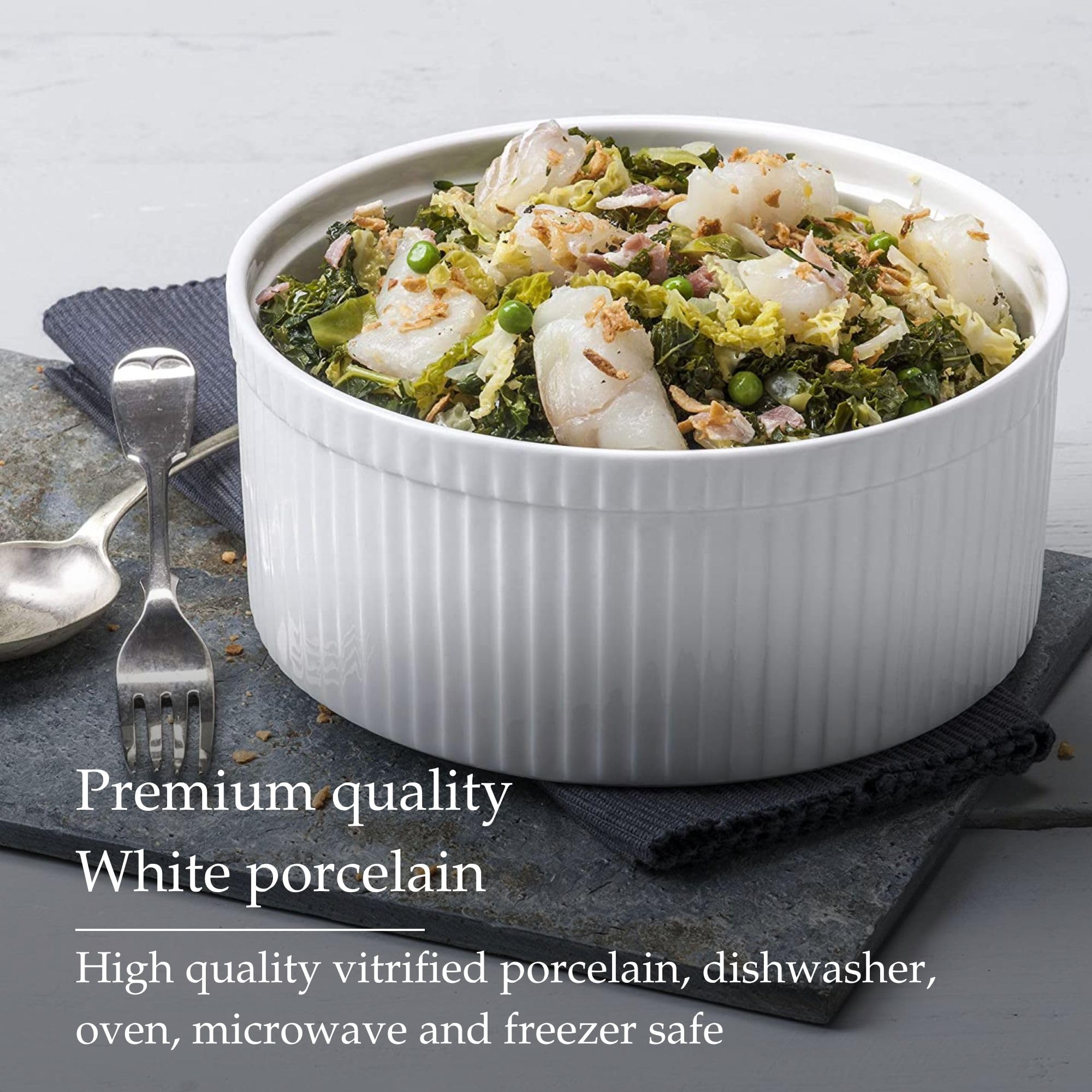 WM Bartleet & Sons - Plato para soufflé, de porcelana, tradicional, profesional, color blanco, Blanco, 22 cm