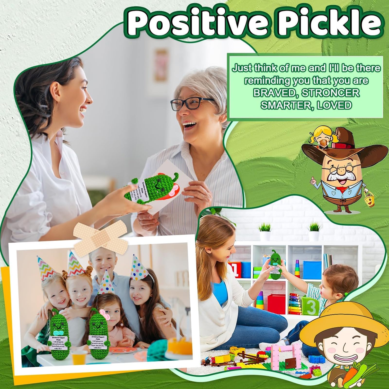 2 szt. Emotional Support Pickle, Mini Potato Positive Zabawna Lalka, Śliczna Mini Pozytywna Ziemniak Lalka Ziemniaków, Kreatywna Wełna Dzianinowa Lalka Ziemniaczana, Śmieszne Prezenty